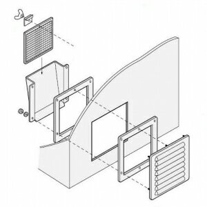 篠原電機 通気ギャラリー+押え枠+吹込防止カバー+防虫網 IP32 屋外使用可 鋼板・ステンレス製 G1-15S-SET-E