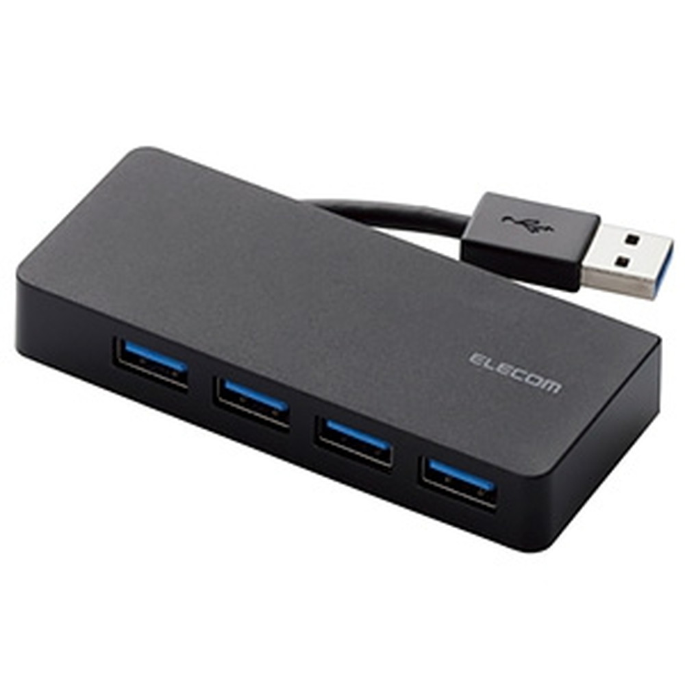 ELECOM USB3.0ハブ バスパワータイプ 4ポート ケーブル収納タイプ ケーブル長6cm U3H-K417BBK