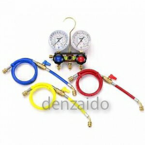 タスコR404A/R407C/R507A/R134aゲージマニホールド・バルブ付チャージホース仕様キット80Φサイトグラス付92cm冷暖兼用TA124VH