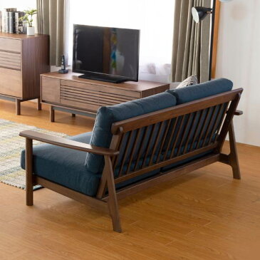 【5/1本日限定!エントリーでP20倍!】 ソファ 2人掛け 北欧 ウォールナット 木製 コットン 背もたれ カジュアル ローソファ カフェ風 北欧 ミッドセンチュリー 2.5人掛け 1人暮らし リビング 幅160cm 天然木 送料無料 STYLE SOFA 2.5P - ISSEIKI 101-01841