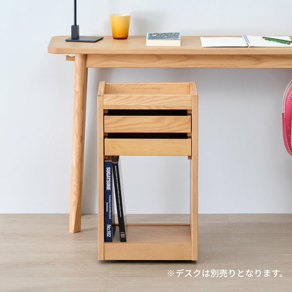 【GOOD PRICE!!】ワゴン デスクワゴン サイドワゴン サイドチェスト サイドキャビネット 袖机 幅35 キャスター付き 引出し 2段 天然木 アッシュ シンプル コンパクト 北欧 おしゃれ 収納 PENCIL WAGON 35 - ISSEIKI 102-00478