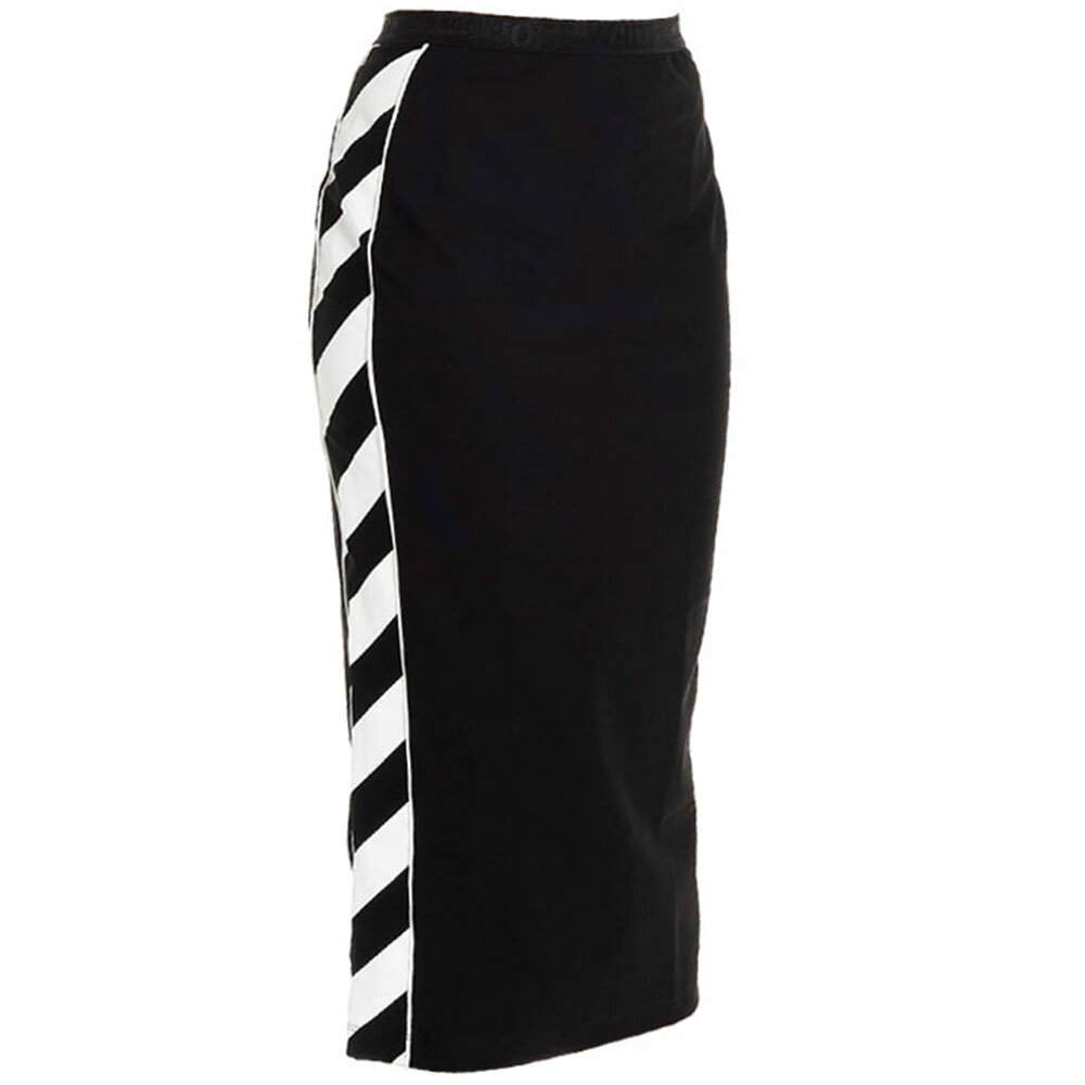 OFF WHITE オフホワイト タイトスカート DIAG ATHLETIC SKIRT OWCC065E19 ミドル丈 ブラック 黒 ベージュ ヌードカラー スリット タイト ストレッチ素材 シグネチャ 斜線 ボトムス ストリート ヴァージル・アブロー