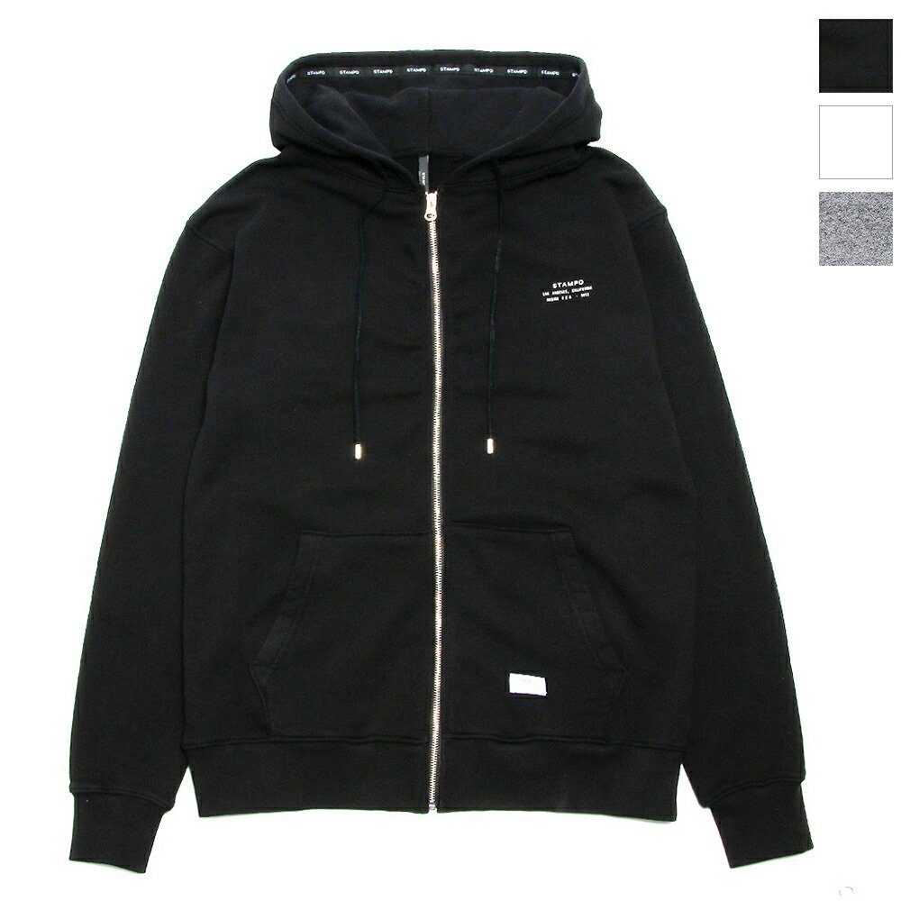 STAMPD ジップアップフーディー Stacked Logo Zip Up Hoodie SLA-M2152HD BLACK スタンプド Chris Stampd クリス スタンプド スウェット ジップパーカー ロゴ 黒 black スタック ロゴ HOODIE 春