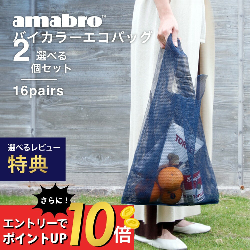 【マラソン最大P19!要エントリー】【レビュー特典】選べる2個 amabro メッシュエコバッグ コンビニバッグ 全8色 繰り返し使える お買い物袋 オシャレ 衛生的 清潔 網状 アマブロ サスティナブル 脱プラ SDGs エコ活 ショッピングバッグ バイカラー シンプル