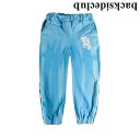 BACKSIDE CLUB スウェットパンツ SWEATPANT MARMORIZED PRM 620 CROCHET LIGHTBLUEバックサイドクラブ イタリア ストリート ライトブルー 水色 ワッペン ロゴ 春夏 2023 フルレングス ボトムス ズボン