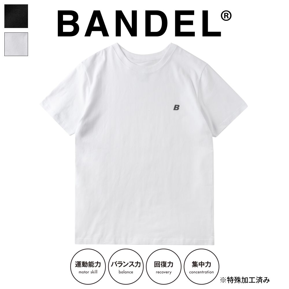 BANDEL Tシャツ B Strech S/S Tee BAN-T031BLACK ブラック WHITE ホワイト 半袖 カットソー ティーシャツ 伸縮 吸水 プリントロゴ タグレスデザイン シンプル ワンポイント メンズ レディース