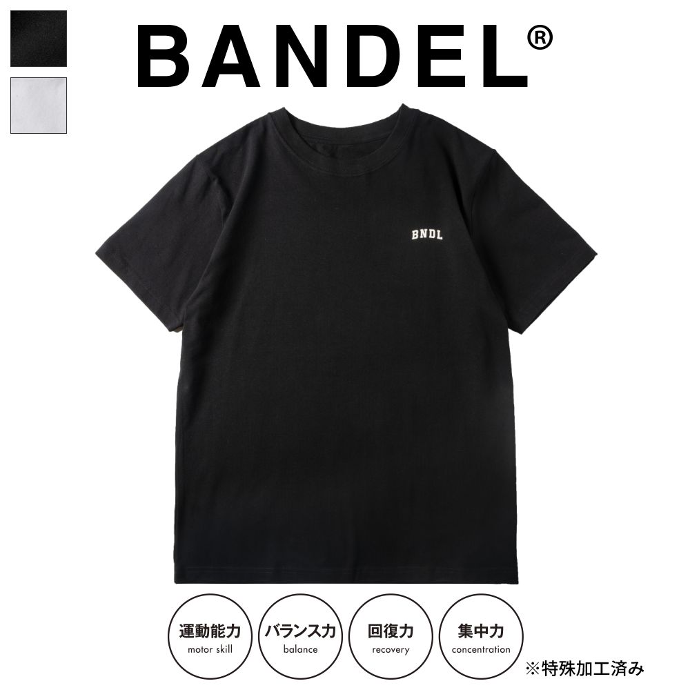 【マラソンP10倍】【着後レビューでBANDELグッズ！】BANDEL Tシャツ BNDL Strech S/S Tee BAN-T032BLACK ブラック WHITE ホワイト 半袖 カットソー ティーシャツ 伸縮 吸水 プリントロゴ タグレスデザイン シンプル ワンポイント メンズ レディース