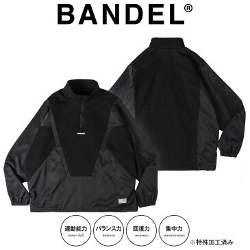 【着後レビューでBANDELグッズ！】BANDEL バンデル ジャケット MIX FABRIC PULLOVER JKT BG-NCPO001 BLACK ブラックプルオーバー トップス アウター ゴルフ GOLF 長袖 シリコンワッペン メンズ 男性シンプル