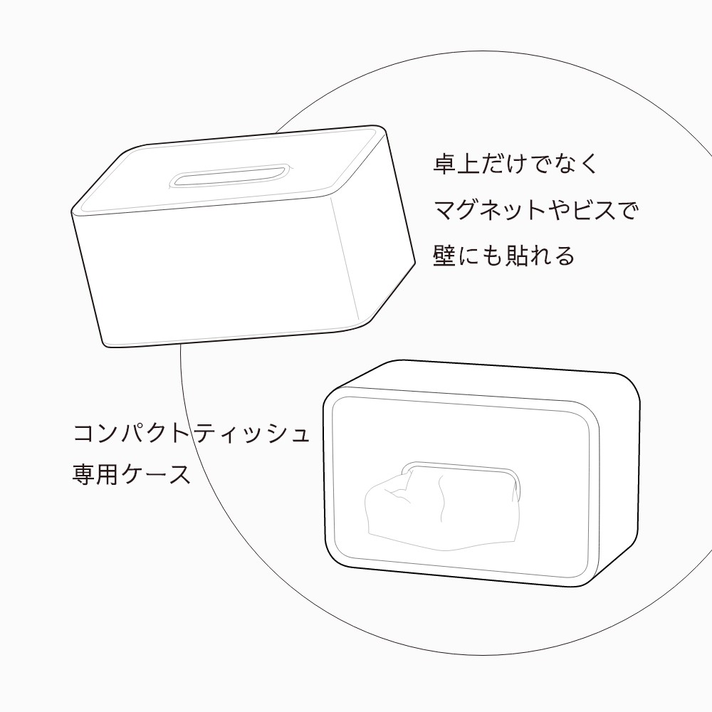 ideaco イデアコ コンパクトティッシュケース 2way マグネット 磁石 ビス compact tissue case ホテルライク オシャレ シンプル 洗面 キッチン 玄関 ドレッサー 白 黒 茶色 紺色 青 水色 灰色 クリーム [3]