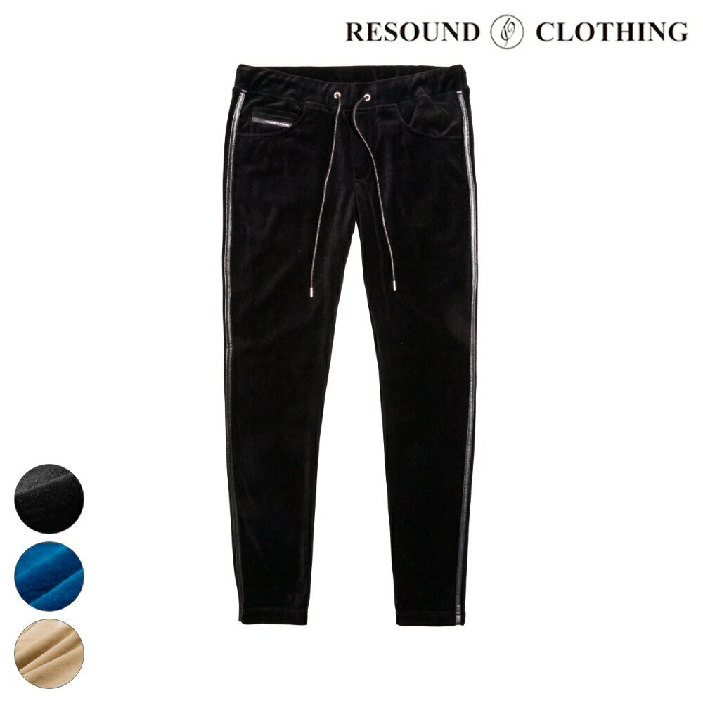 RESOUND CLOTHING リサウンドクロージング パンツ Blind LINE VELOUR PT RC26-ST-008V ブラック ブルー ベージュスキニーパンツ ラインパンツ ベロア トラックパンツ ドローコード ポケット テーパード ストリート