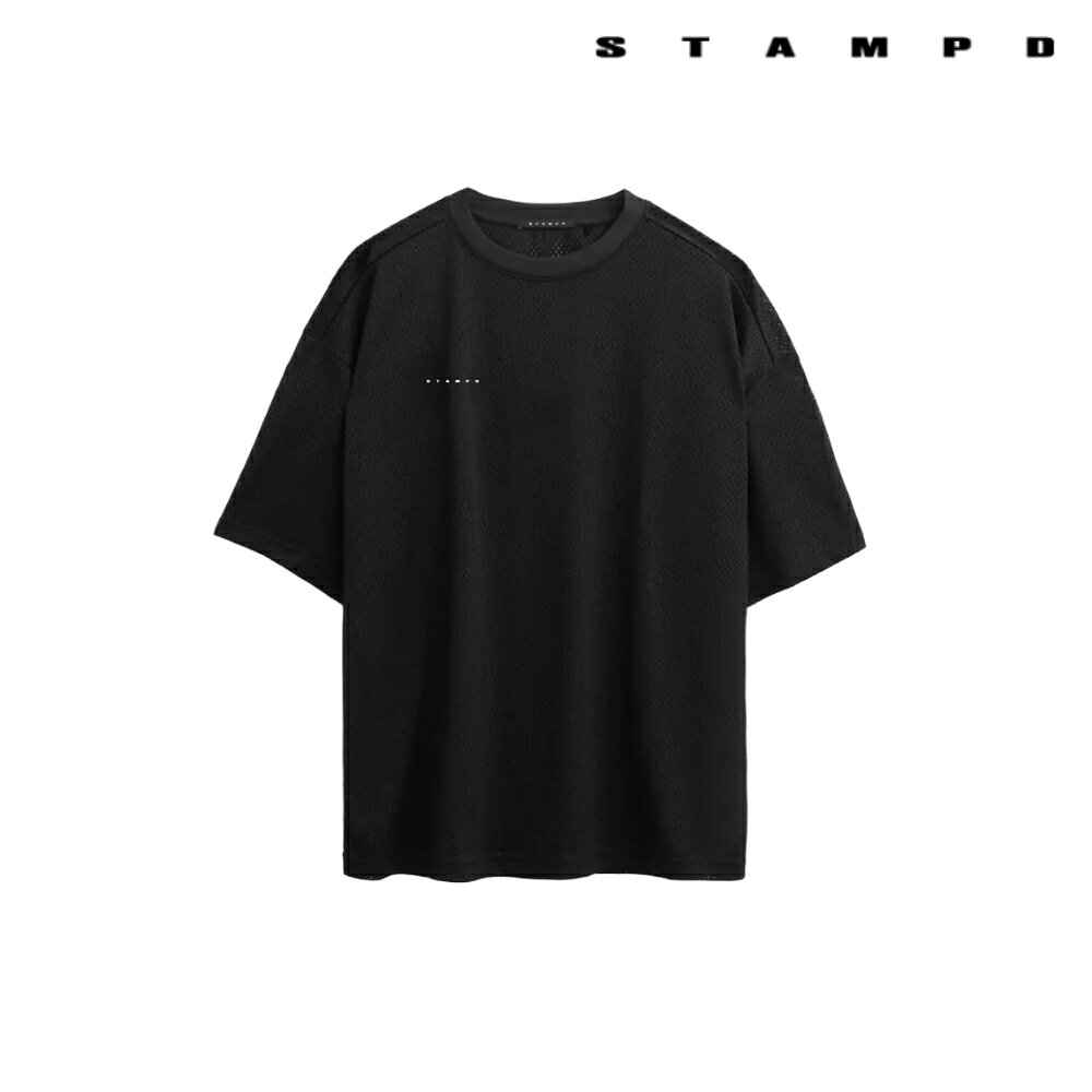 STAMPD スタンプド Tシャツ Mesh Greece Tee M4300TE メッシュTシャツ 半袖 クルーネック トップス カットソー ブラック 2026ss ハーフスリーブ メッシュ素材 通気性 軽量 上質 オーバーサイズ ゆったり ロゴ シンプル 高級感 おしゃれ