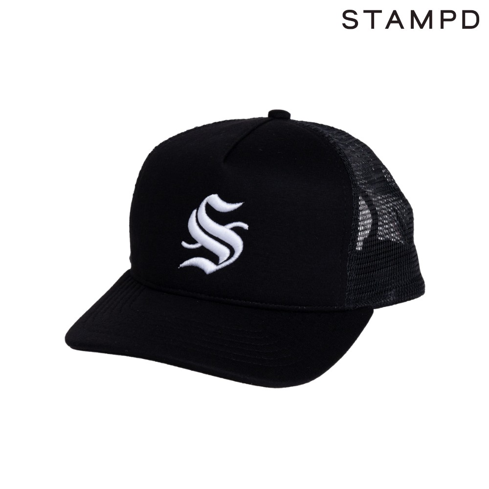 STAMPD キャップ Seaset S Neoprene Trucker SLA-U2879HTChris Stampd クリス・スタンプド 帽子 キャップ ロゴ LOGO golf ゴルフ ポリエステル メッシュ スポーツ アウトドア タウンユース BLACK ブラック 黒