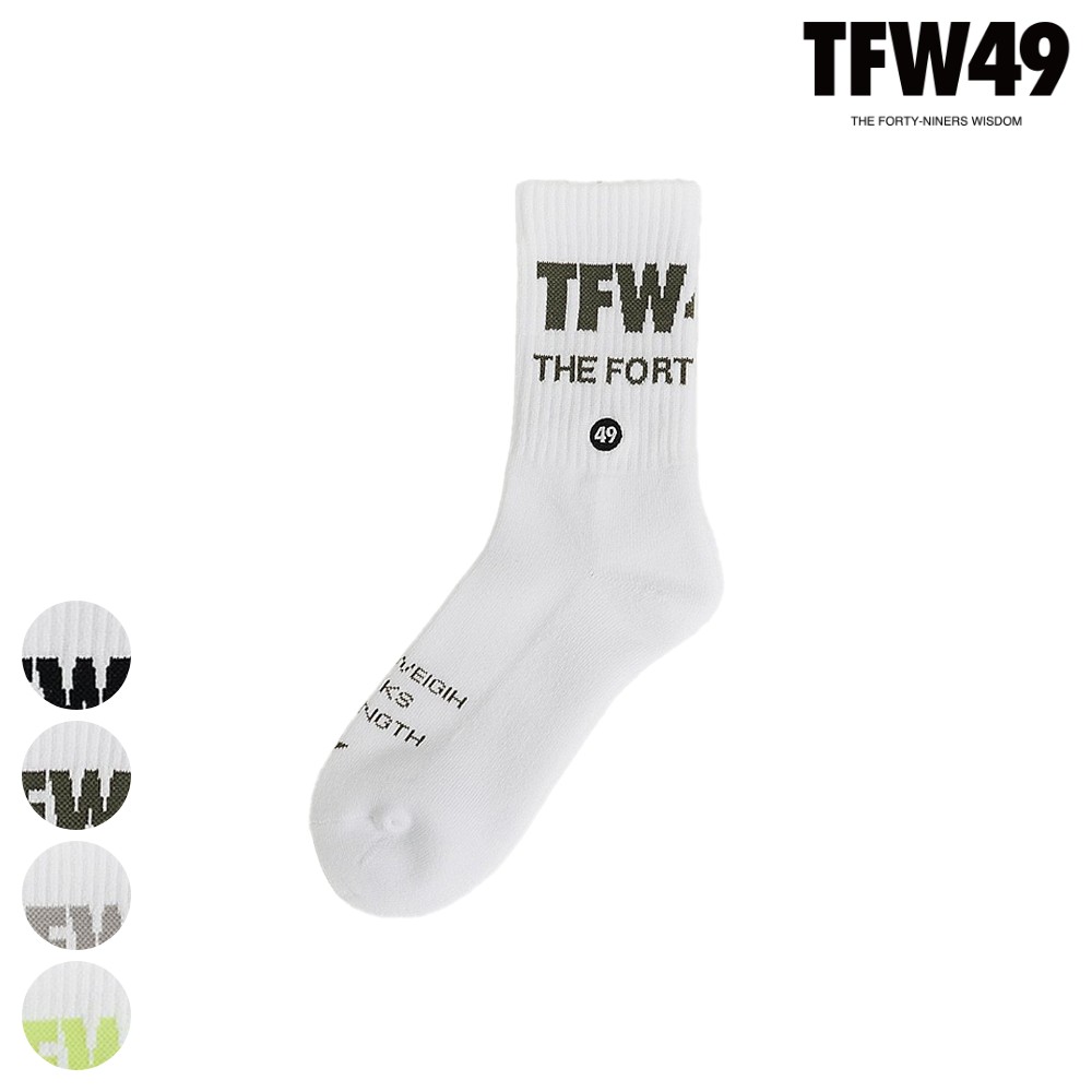 TFW49 ソックス TFW MIDDLE SOX T132210021 25～27cmTFW 49 ゴルフ ファッション GOLF おしゃれ 靴下 ロゴ 日本製 タウンユース 普段 ブラック グレー カーキ イエロー BLACK GREY KHAKI YELLOW