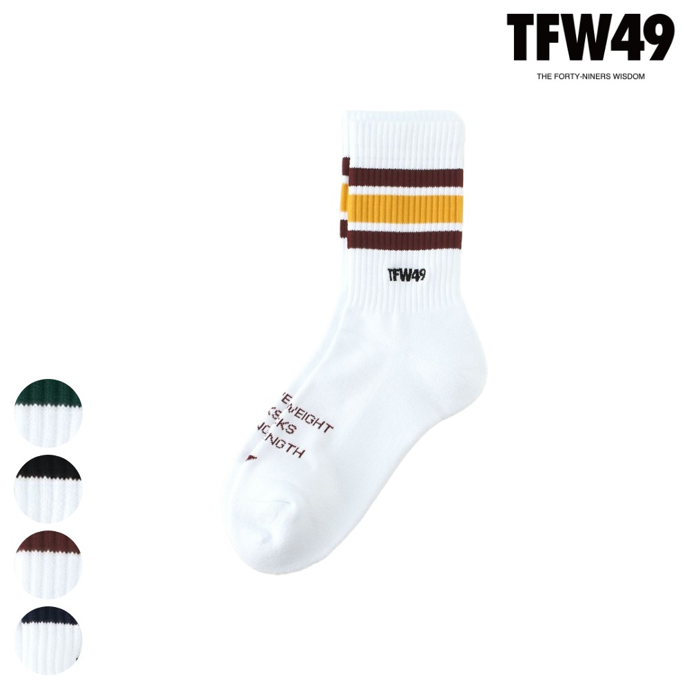 TFW49 ソックス MEDIUM LINE SOX T132320008 25～27cmTFW 49 ゴルフ ファッション GOLF おしゃれ 靴下 ロゴ 日本製 タウンユース 普段 ブラック ネイビー グリーン バーガンディ BLACK NAVY GREEN BURGUN