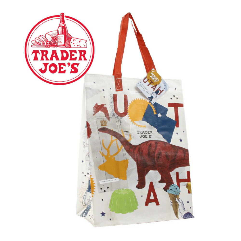 【レビュー特典】TRADER JOE'S トレーダージョーズ BAG ユタ州限定デザイン UTAH アメリカエコ バッグ アメリカ 高級スーパー スーパーマーケット オリジナル ママバッグ トートバッグ 海外セレブ 手提げ 買い物袋 ショッパー ショッピング 恐竜のサムネイル