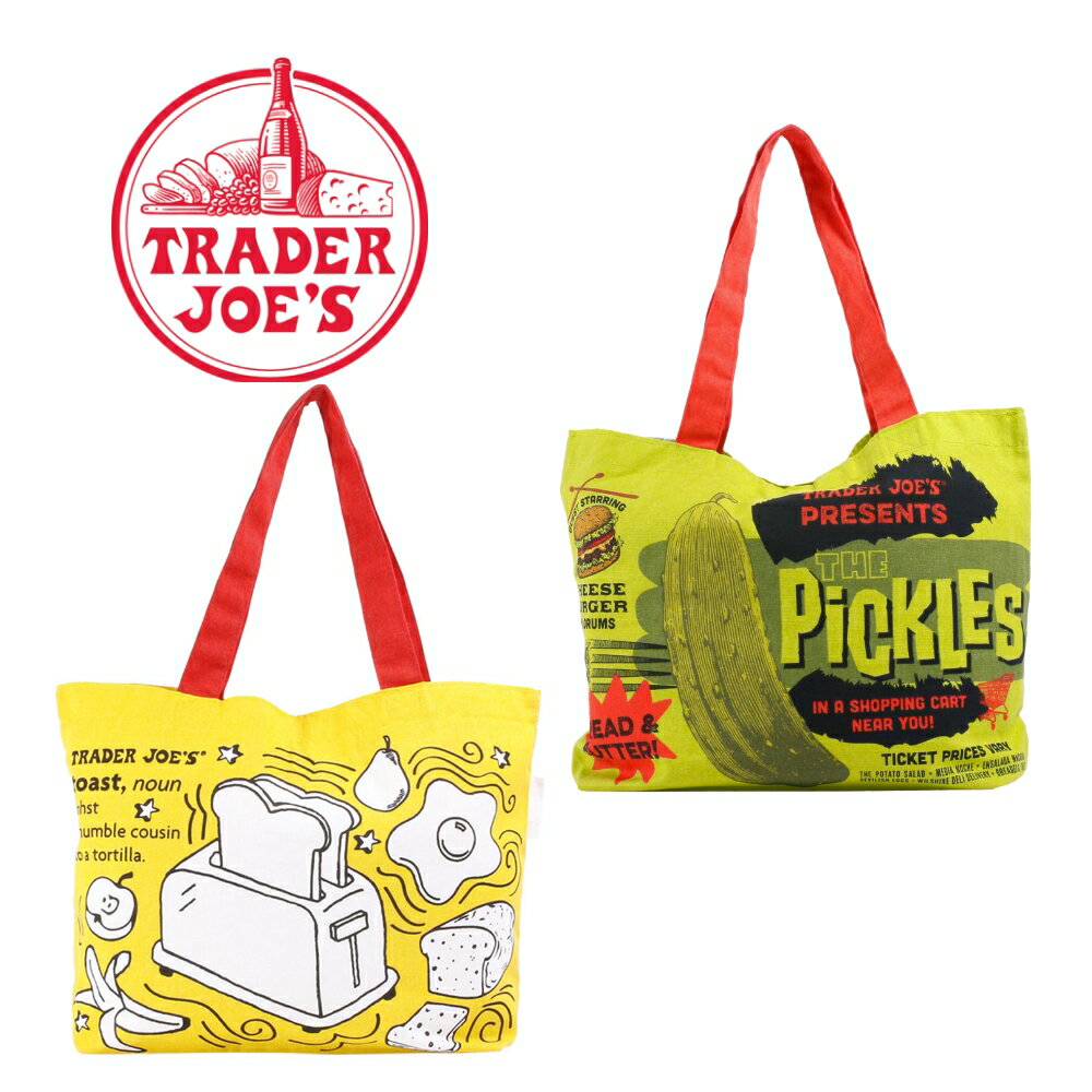 トレーダー・ジョーズ エコバッグ メンズ TRADER JOE'S トレーダージョーズ ブレークファースト ピクルス コットン エコバッグコットン100% アメリカ製 BREAKFAST イエロー レッド グリーン 黄 赤 緑 トレジョ 高級スーパー オリジナル バック 海外セレブ