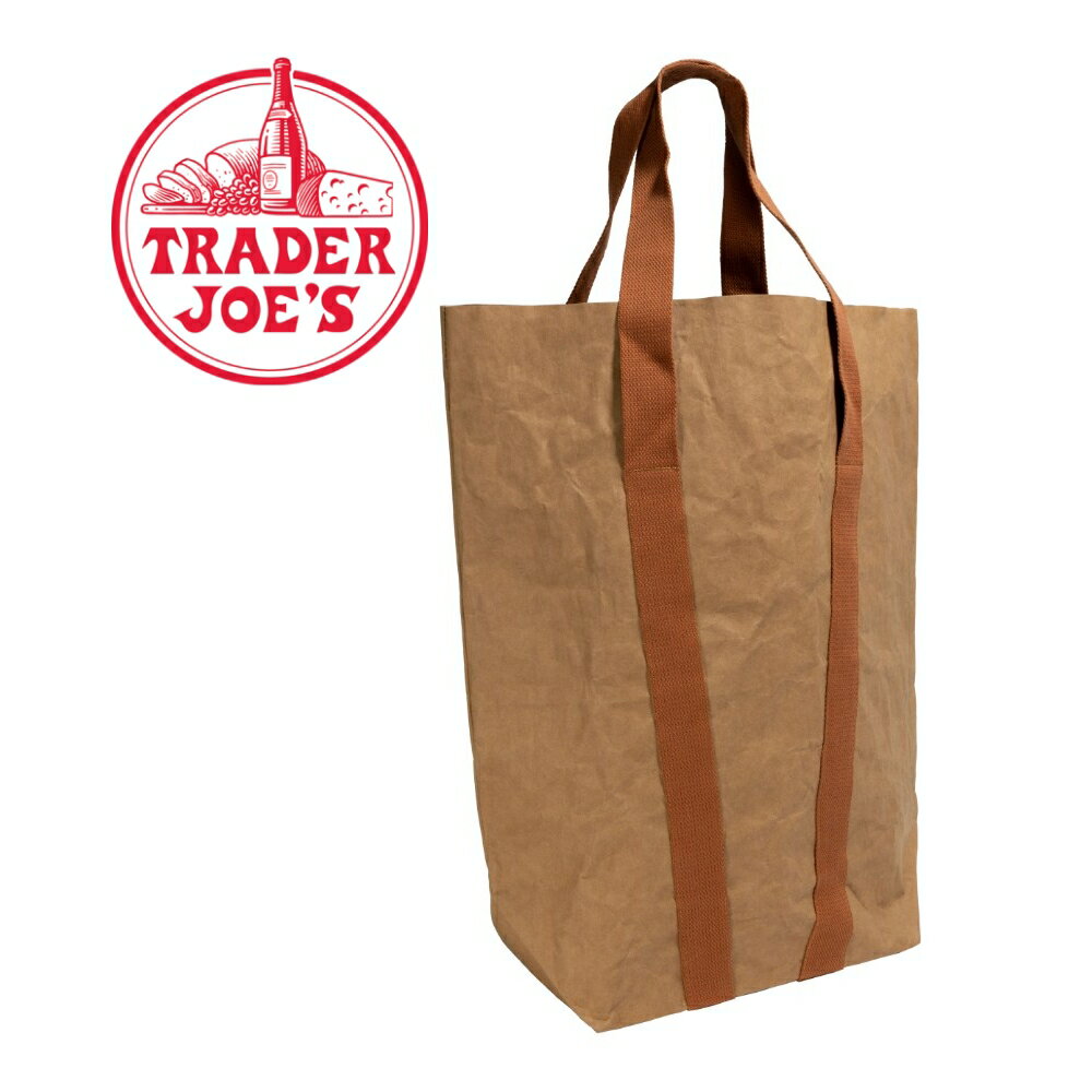 TRADER JOE'S トレーダージョーズ ペーパートートバッグ エコバッグ 自然素材 アメリカ製 マチ広 大容量 レジカゴ ホワイト グレー ブラウン 白 茶色 トレジョ 高級スーパー オリジナル バック 海外セレブ サスティナブル