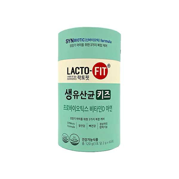 キムチを始め発酵食品を多く摂る韓国で愛され続ける「ラクトフィット」。 もっと食べたくなる美味しさでリピーターの多い商品です。 プラスαでスタイルに合わせてお選びいただけます。 プラスαの成長期の子供を考えて配合された生乳酸菌キッズ。 LACTO-5X配合、水無しで食べられる美味しい乳酸菌。 80年の伝統乳酸菌専門企業が販売。 乳酸菌+プレーバイオテックス(乳酸菌の餌)+ ポストバイオテックス(乳酸菌の代謝産物)配合。 80年の研究から考えられた5つの菌を組み合わせた乳酸菌パウダー。 ※通常3～15営業日以内の発送となります。 ※他店でも掲載してる商品になります。 　人気商品のため、時間差で欠品、廃盤に 　なることがございますが、ご了承ください。 【内容量】 　2g×60包入り 【対象年齢】 　4歳～13歳 【生産国】 　韓国 【ご使用方法】 　1日1包を目安にお召し上がりください。 【注意事項】 　写真と実際の商品とは色合いが多少異なる 　場合がございます。ご了承ください。 韓国 チョングンダン 健康食品 ラクトフィット 乳酸菌　サプリメント 生乳酸菌 健康 プロバイオティクス 美味しい Lactofit　