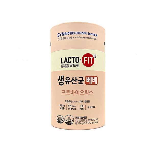 キムチを始め発酵食品を多く摂る韓国で愛され続ける「ラクトフィット」。 もっと食べたくなる美味しさでリピーターの多い商品です。 プラスαでスタイルに合わせてお選びいただけます。 プラスαの成長期の幼児を考えて配合された生乳酸菌べべ（ベイビー）。 LACTO-5X配合、水無しで食べられる美味しい乳酸菌。 80年の伝統乳酸菌専門企業が販売。 乳酸菌+プレーバイオテックス(乳酸菌の餌)+ ポストバイオテックス(乳酸菌の代謝産物)配合。 80年の研究から考えられた5つの菌を組み合わせた乳酸菌パウダー。 ※通常3～15営業日以内の発送となります。 ※他店でも掲載してる商品になります。 　人気商品のため、時間差で欠品、廃盤に 　なることがございますが、ご了承ください。 【内容量】 　2g×60包入り 【対象年齢】 　1～3歳 【生産国】 　韓国 【ご使用方法】 　1日1包を目安にお召し上がりください。 【注意事項】 　写真と実際の商品とは色合いが多少異なる 　場合がございます。ご了承ください。 韓国 チョングンダン 健康食品 ラクトフィット 乳酸菌　サプリメント 生乳酸菌 健康 プロバイオティクス 美味しい Lactofit