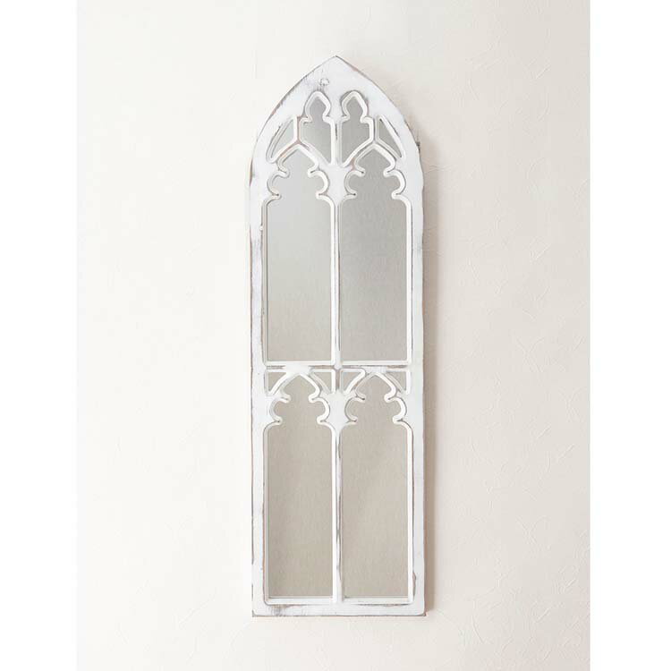 【ATC】Liberteリベルテ ウッデンウィンドウミラー ホワイト/ブラウン 木製 鏡 スタンドミラー インテリア 幅30cm 高さ97cm [3]