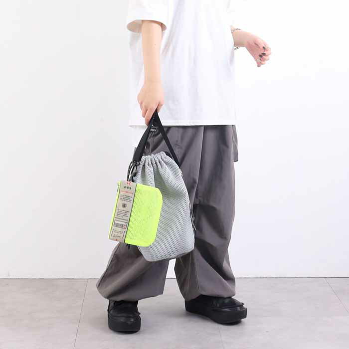 【COOCO クーコ】ロゴテープロゴテープ メッシュ巾着 ショルダーバッグ(4)