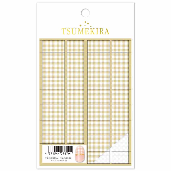 指甲貼紙 - TSUMEKIRA(ツメキラ) ネイルシール ギンガムチェック 白 NN-GGC-001