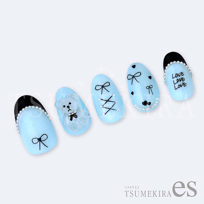 雑貨DEPOのTSUMEKIRA(ツメキラ) ネイルシール ES-RBN-002 【es】手書きリボン 黒 送料無料（普通郵便）｜アングル3