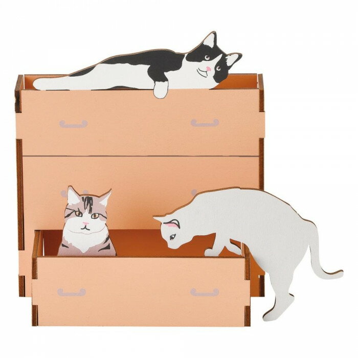 【楽天スーパーSALE_10%OFF】セトクラフト ペンスタンド タンス猫 W23-0004 卓上 机上 整理 ペン立て かわいい ネコ ねこ 木製パズル 組み...