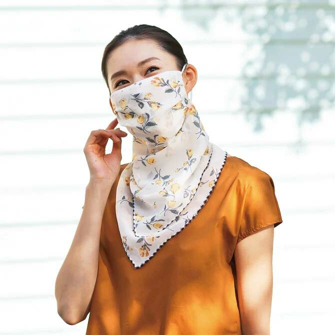 4WAY花柄マスクスカーフ フェイスカバー ネックカバー スカーフ バンダナ