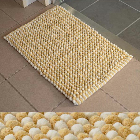 マット バスマット チェスター 40×60cm イエロー 速乾 吸水 無地調 ミックス色 手織り インド産 綿混 ボリューム 凹凸感 ポコポコ アジアン ナチュラル かわいい【送料無料】※同梱不可