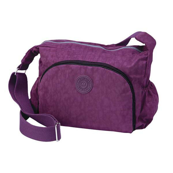 メリーメント コンパクトショルダーバッグ PU パープル ワイン色 レディース たためる 旅行 お出かけ サブバッグ 手回り品