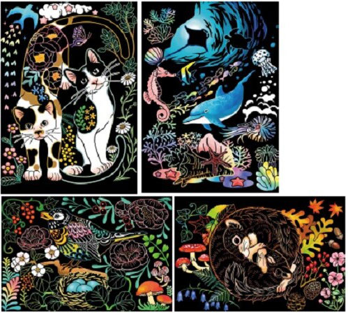 雑貨DEPOの心がやすらぐスクラッチアート 季節の花と動物たち コスミック出版｜アングル3