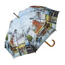 【楽天スーパーSALE_10%OFF】ユーパワー 名画 木製ジャンプ傘 パリストリート AU-02209