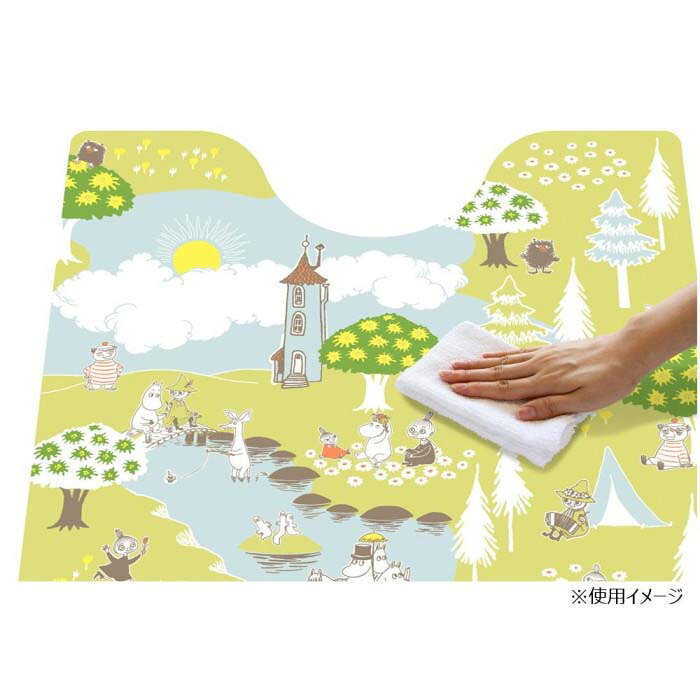 雑貨DEPOのムーミン ピクニック PVC 拭ける トイレマット グリーン ヨコズナクリエーション 60×55cm トイレタリー｜アングル2
