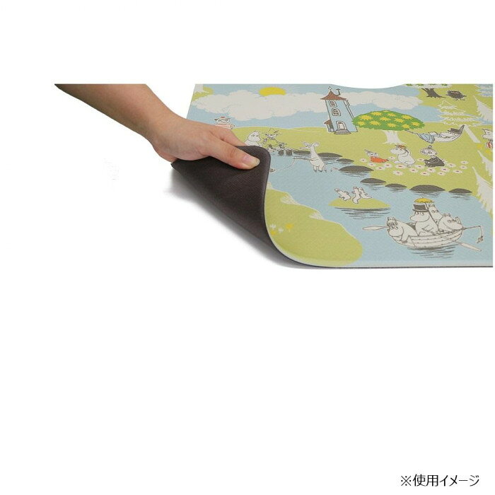 雑貨DEPOのムーミン ピクニック PVC 拭ける トイレマット グリーン ヨコズナクリエーション 60×55cm トイレタリー｜アングル3