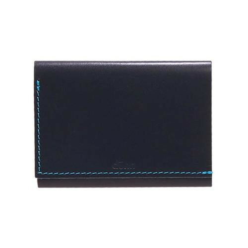 N - 国産レザー デュン dunn 3wings wallet 手のひらサイズの三つ折財布 ブルーブラック DTW01 【メール便 送料無料】
