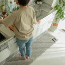 防ダニ 抗菌防臭 キッチンマット モノグラムFF 45x120cm グレー シンプル ワンポイント 無地 裏面すべり止め付き 床暖対応(3)