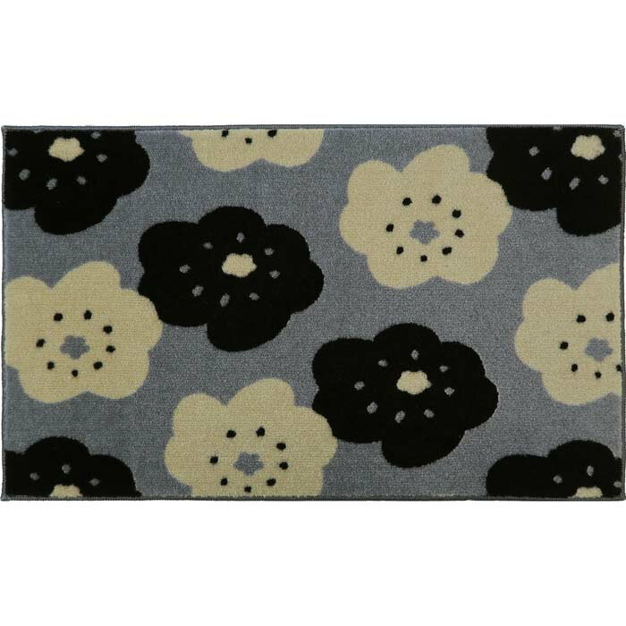 樂天商城 - ほほえみ 45×75cm 花柄 グレー系 クリーンテックス 玄関マット マット 室内用 屋内 足ふきマット 洗える 吸水 すべり止め 日本製