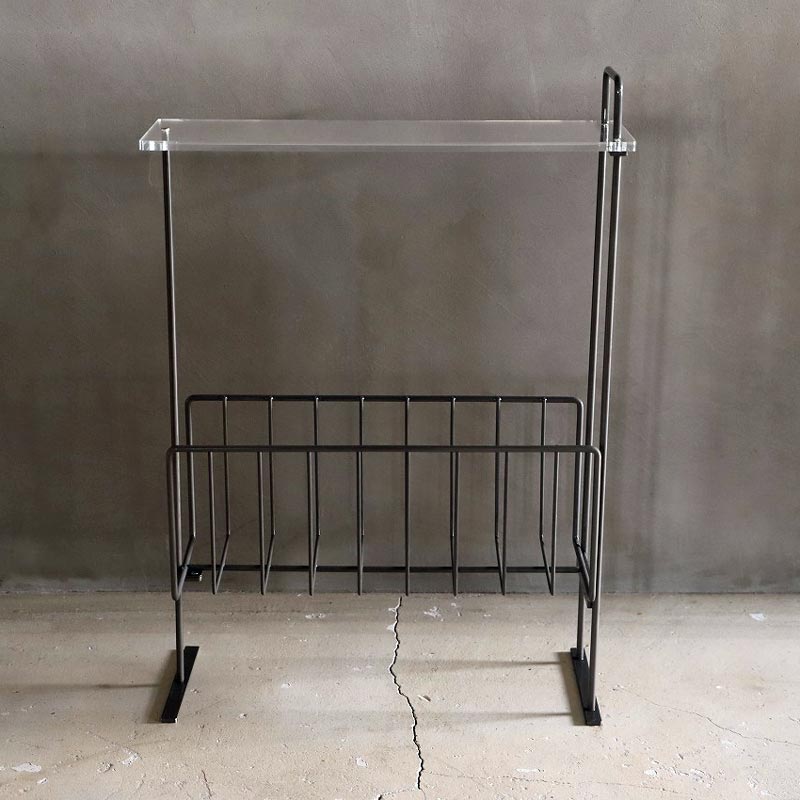 アクリル天板付ワイヤーラック マガジンラック リビング収納 寝室 サイドテーブル代わり ディスプレイ 小物 インテリア おしゃれ 【COLLEND WIRE WORKS】