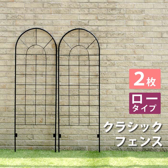 樂天商城 - クラシックフェンス ロータイプ（2枚組） 送料無料 フェンス ゲート 扉 アイアン ガーデンフェンス ガーデニング 枠 柵 仕切り 目隠し 境目 クラシカル アンティーク トレリス ベランダ つる 薔薇 バラ 朝顔 園芸 ラティス