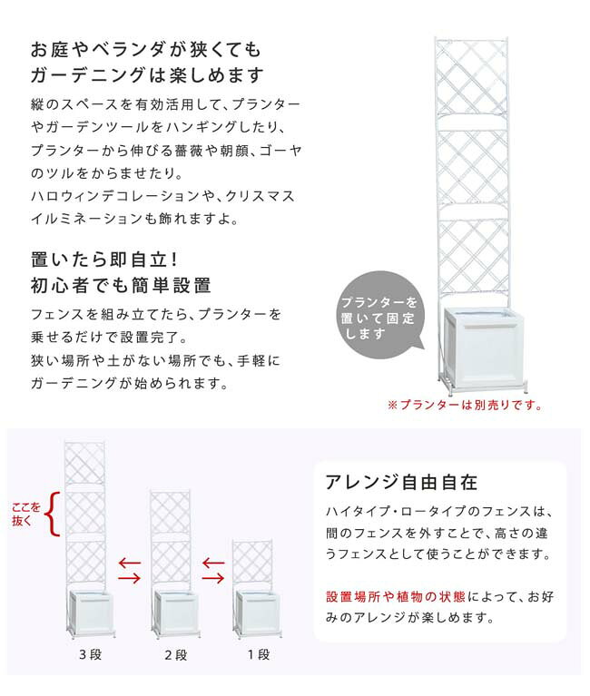 プランター台付フェンス（スリムタイプ）「アーガイル」【送料無料　フェンス　ア...
