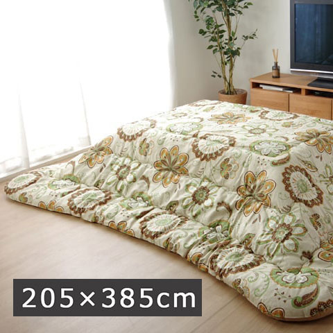こたつ布団 長方形大 国産 花柄 掛け単品 ブラウン 約205×385cm 6柄シリーズ【送料無料】※同梱不可 こたつ布団 長方形大 国産 花柄 掛け単品 ブラウン 約205×385cm 6柄シリーズ【送料無料】※同梱不可