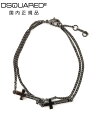 ディースクエアード DSQUARED2 ブレスレット メンズ Jesus Bracelets 2連クロスチェーン ルテニウムブラック リング調節式 ユニセック...