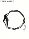 ディースクエアード　　DSQUARED2 ブレスレット メンズ Jesus Bracelets 2連クロスチェーン ブラック リング調節式 立体ブランドモチーフ ユニセックス 真鍮 樹脂加工 ジュエリー 国内正規品 でらでら 公式ブランド