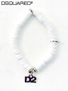 ディースクエアード DSQUARED2 ブレスレット メンズ Bracelets ブランドチャーム ホワイト シリコンリング ユニセックス 真鍮 ジュエリー ...