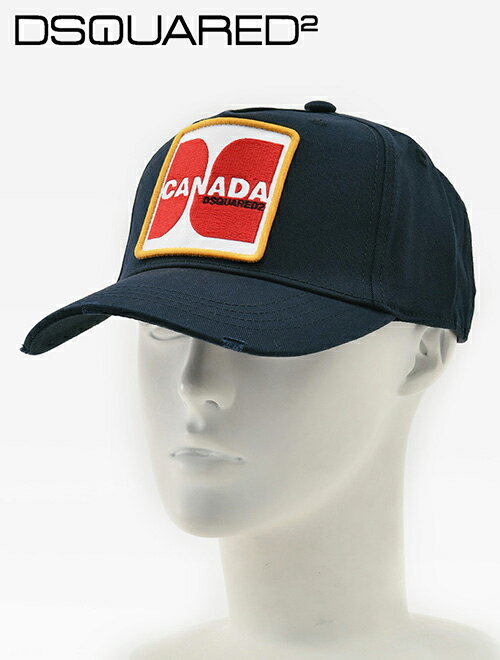 ディースクエアード　　DSQUARED2 国内正規品 メンズ ベースボールキャップ ダークブルー カナダワッペン D2 Canada Baseball Cap 帽子 ユニセックス でらでら 公式ブランド