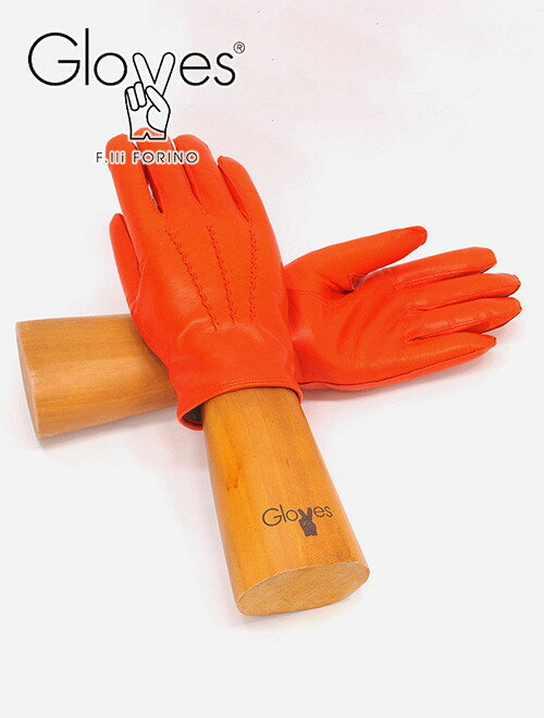 グローブス　手袋（メンズ） グローブス　　gloves メンズ 革手袋 オレンジ マンダリン 3本の縫い目 ラムレザーグローブ カシミアウールニット裏 プレゼント ユニセックス