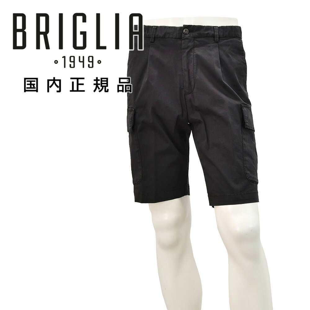 樂天商城 - 【8のつく日はポイント8倍】ブリリア　　BRIGLIA1949 カーゴショーツ メンズ NEWPORT ニューポート 干場義雅氏別注モデル コットンサテン素材 ブラック 黒 ゴムウエスト＆内側ドローコード 1プリーツ 国内正規品 オクテット