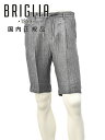 ブリリア BRIGLIA1949 イージーショーツ メンズ ハーフパンツ OLBIAS Active Linen アクティブリネン生地 グレー×ライトグレー ストライプ柄 バックシャーリング仕様 ドローコード調節 国内正規品 でらでら公式 ブランド(4)