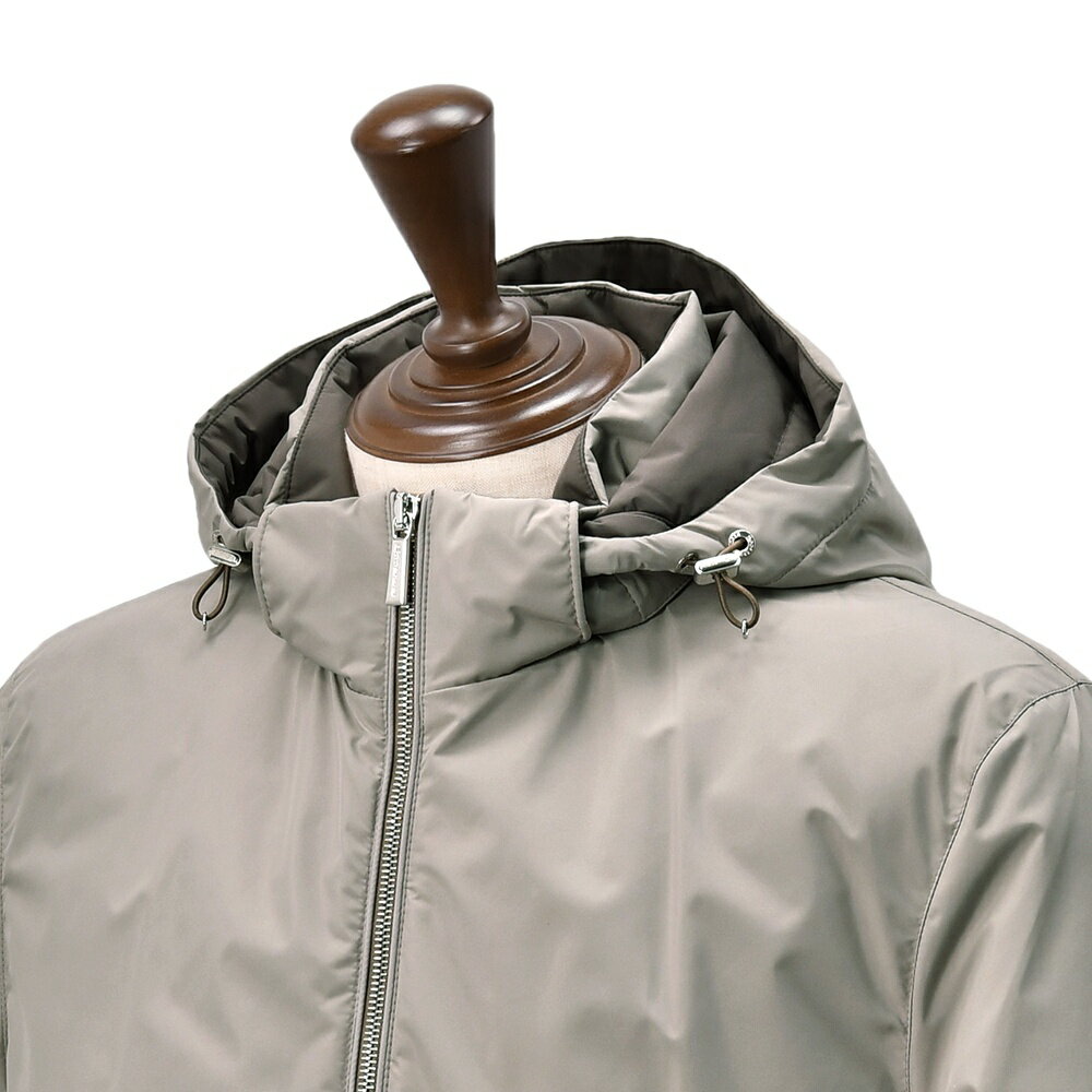 ムーレー　　MooRER ダウンブルゾン メンズ フーテッドアウター アルビニ ALBINI-STP 軽量ポリエステルタフタ グレージュ アクアライン 裏キルティング 国内正規品 オクテット